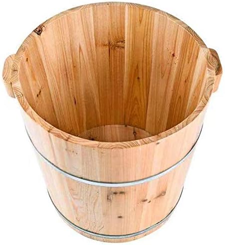 Foot Tub Wooden Foot Basin Household Wooden with Massager Foot Bath Barrel 40Cm Heightened Foot Bath Barrel Elevated Fumigation Barrel with Lid with Stool Natural Thicken Foot Basin foot Bath Woode