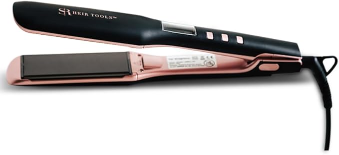 SR Heir Tools Ceramic Flat Iron 1.5 Inch Curl and Straighten with 1 Tool 480 Degree Ceramic Hair Straightener Safe for Wigs and Natural Hair (Black)