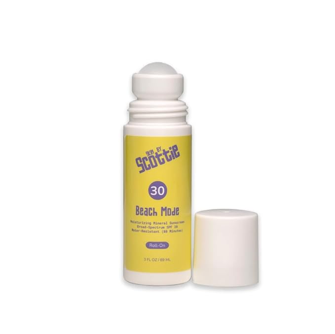 Beach Mode Roll-On SPF 30 Mineral Sunscreen 3 fl oz | Broad Spectrum Zinc Oxide &amp Titanium Dioxide | Water-Resistant Moisturizing Sunscreen for Face &amp Body
