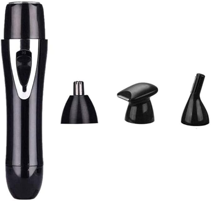 Portable Nose Hair Trimmer for Men 4 in 1 Ear and Nose Hair Trimmer Professional Painless Nose Hair Trimmer USB Rechargeable Easy Cleansing (Color : Black)