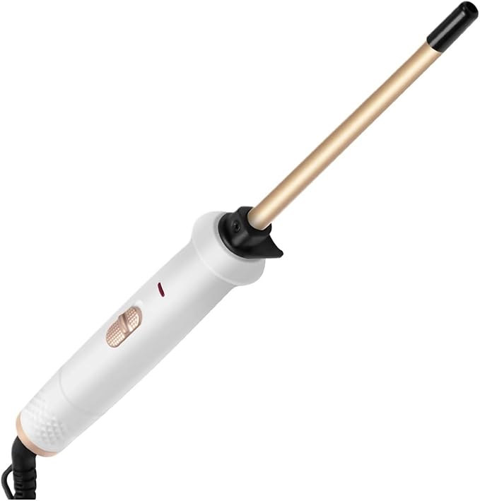 Professional 9mm Hair Curling Iron - Ceramic Electric Curler Wand for Salon-Quality Curls(White GoldEU)