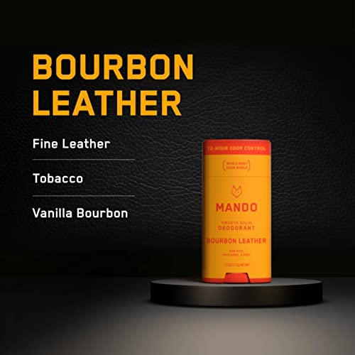 Mando Bourbon Leather Body Deodorant - 72 Hour Odor Control Aluminum Free Baking Soda Free - 3.0 Oz Tube and 2.6 Oz Solid Stick