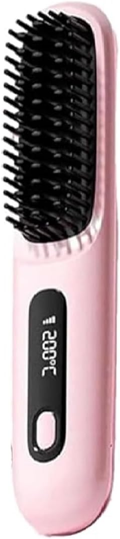 Go Brush Pro Portable Straightener Brush GoBrush Pro Rechargeable &amp Cordless Mini Hair Comb (Pink)