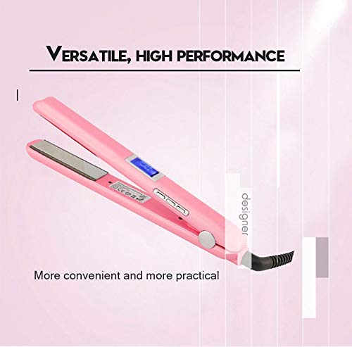 Professional Recovers Damaged Hair Tool with Ultrasonic Infrared Hair Care Iron Cold Flat Iron Hair Treament Styler LCD Display Infrared Hair Straightener Ceramic Flat Iron (Pink)