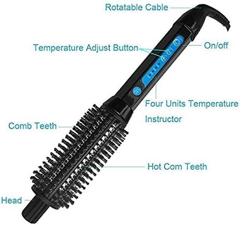 Curling Iron Brush Portable 3 in 1 Curling Tong for Short and Long Hair Coating with Ceramic Anti-Scald Curler Brush Curling Iron Wand Rollers Comb