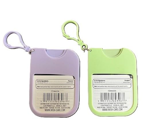 Hydrating &amp Moisturizing Hand Sanitizer Set 1.2 Fl Oz Violet Orchid &amp Sanadalwood and Cucumber Melon Scents Includes Purple &amp Green Silicone Cases with Keyring Travel Size 2 Pack