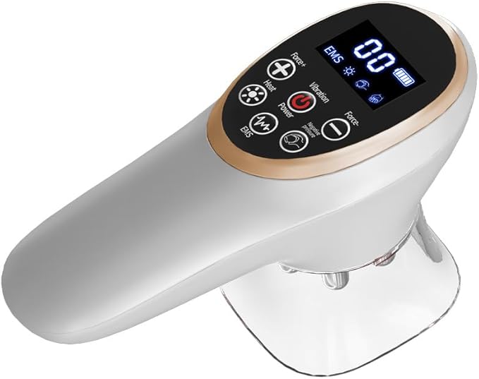 WIKINK 4-in-1 Body Sculpting Machine - Anti-Cellulite Massager with Lymphatic Drainage Skin Tightening Cupping &amp Heat 15 Levels Wireless Charging for Face Back Abdomen Legs Buttocks (Whit