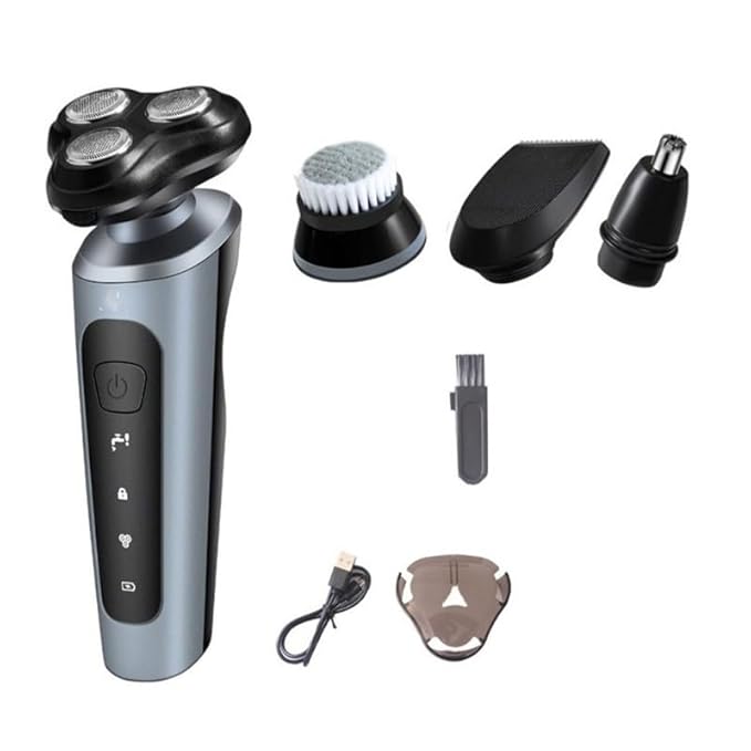 Head Shavers for Bald Men Electric Face Shaver For Men Washable Rechargeable Shaving Beard Machine (Color : Silver gray)