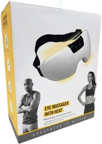 Eye Massager with Heat Heated Eye Mask with Adjustable Strap White