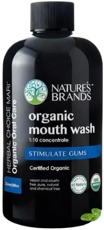 Nature's Brands - Herbal Choice Mari Organic Mouth Wash 8 Oz Peppermint Flavor - Tea Tree Thyme &amp Fennel Oils for Fresh Breath &amp Healthy Gums - 1:10 Concentrated Mouthwash in BPA-Free Bottl