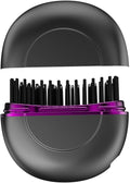 Wireless Hair Straightener Brush Rechargeable Mini Portable 3 Heat Settings Anti-Scald Comb with Plant Protein Coating for Home &amp Travel (Grey)