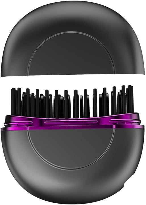 Wireless Hair Straightener Brush Rechargeable Mini Portable 3 Heat Settings Anti-Scald Comb with Plant Protein Coating for Home &amp Travel (Grey)
