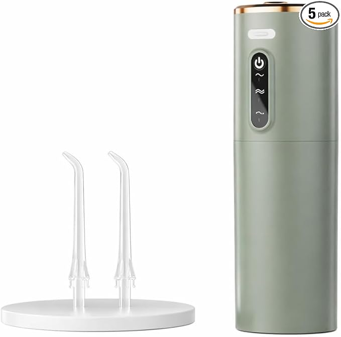 Portable Electric Water Flosser Rechargeable Dental Irrigator with 3 Modes USB Powered Oral Care 200-299ml Tank Vintage Green