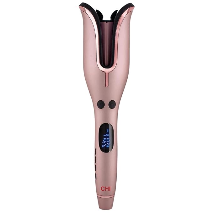 CHI Spin N Curl 1″ Ceramic Rotating Curling Iron Adjustable Preset Heat Settings for All Hair Types Salon-Quality Curls &amp Waves Auto Shut-Off Tangle Protection Rose Gold