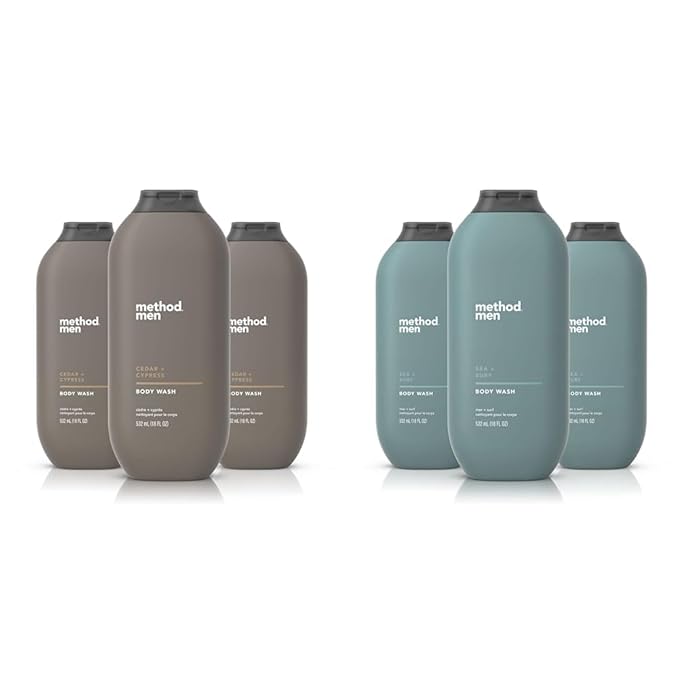 Method Men Body Wash Cedar + Cypress Paraben and Phthalate Free 18 FL Oz &amp Men Body Wash Sea + Surf Paraben and Phthalate Free 18 FL OzSoftening
