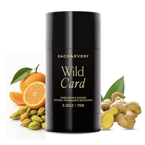 Each &amp Every Aluminum-Free Deodorant for Men &amp Women - All Natural Deodorant for Sensitive Skin - Vegan &amp Baking Soda Free - Long Lasting Odor Control - Cardamom &amp Ginger Natural Fragr
