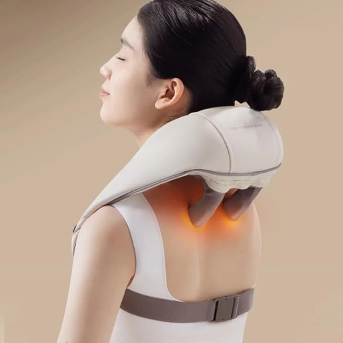 Massagers for Neck and Shoulder with Heat Shoulder Back Neck Massager for Pain Relief Deep Tissue Simulate Human Hand Grasping and Kneading (White)