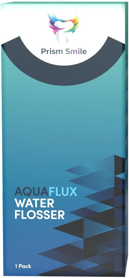 AquaFlux Water Flosser Cordless Dental Irrigator with 6 Modes 240ml Tank IPX7 Waterproof 30-Day Battery Life 8 Tips Included