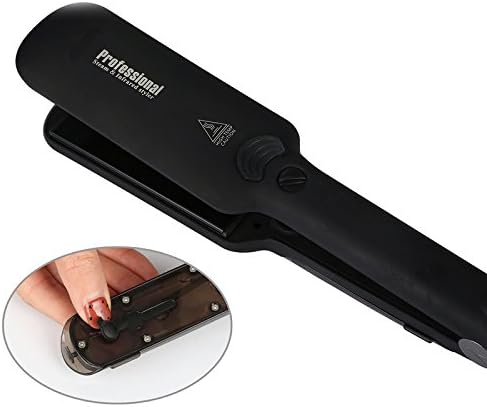 Professional Steam Infrared Hair Straightener Flat Iron 2 inch Wide Tourmaline Ceramic Plate Fast Vapor Instant Heat Up with Adjustable Temperature Dual Voltage Black