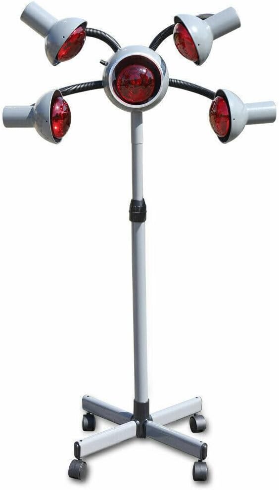 5 Head Infrared Heat Lamp 110V 750W Professional Hair Steamer Rolling Infrared Beauty Color Processor with Rolling Base Hair Salon Barber Equipment Infrared Heating Lamp