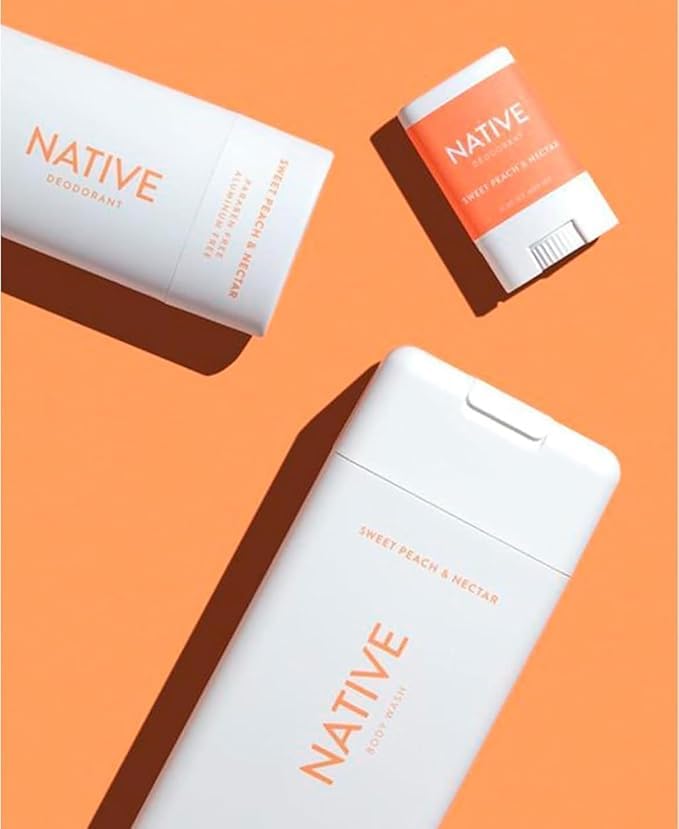 Native Sweet Peach &amp Nectar Travel Deodorant and Body Wash Set