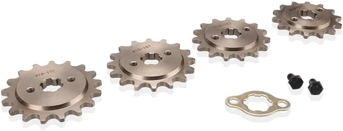 Fit For 415# 17MM Tooth NO. 14T 15T 16T 17T Item Diameter : 1.7cm Item Weight : 0.16kg Item Height : 1cm Item Width : 10cm Item Length : 10cm Replacement parts(16T)