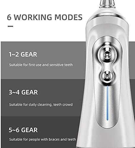 Portable Cordless Dental Oral Irrigator Water Flosser USB Rechargeable and Portable Oral Irrigator IPX7 Waterproof Water Dental Flossing 320ML Water Tank