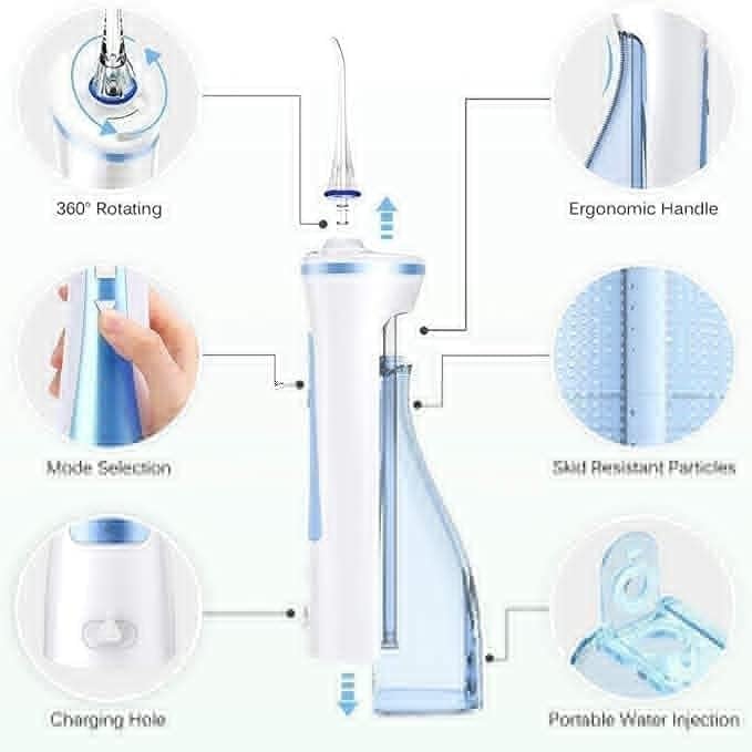 Water Flosser Cordless for Teeth - 3 Modes Dental Oral Irrigator Portable and Rechargeable Waterproof Powerful Battery Life Easy to Clean Saves Space