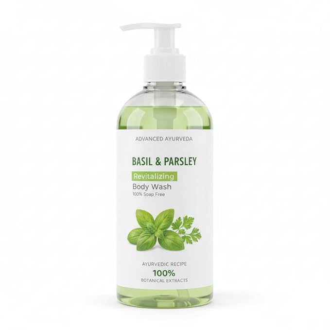 Basil &amp Parsley Revitalizing Body Wash | Soften Skin | Provides Natural Beauty | Deeply Cleanses | 100% Botanical Extracts | Suitable for All Skin Types | 200ml | 6.76 Fl Oz