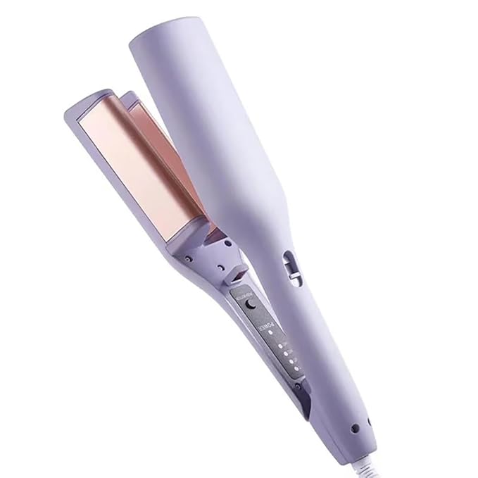 French Wave Curling Iron Rommantic French Egg Roll Curling Iron Egg-Roll Hairstyle Water Ripple V-Shaped 32mm Curling Wand (Pink+Purple)