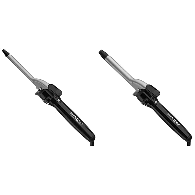 Revlon Perfect Heat Triple Ceramic Curling Iron Bundle with 1/2 Inch and 3/4 Inch Barrels for Silky Smooth Curls
