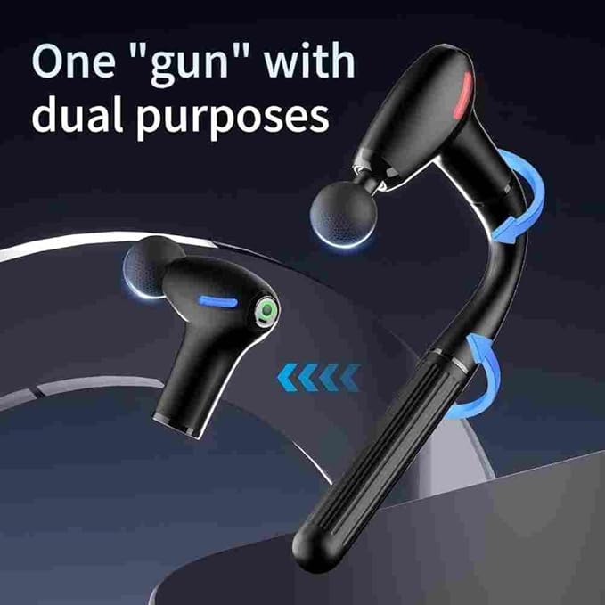 3-in-1 Massage Gun with Upgraded Extension HandleBack Massager for Pain Relief Portable Percussion Muscle Massager for Shoulder Thigh Waist &amp Neck Shoulders Waist Arm Legs Foot 4 Replaceable