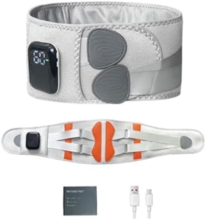 Belt Heated Waist Massager Belt Cordless Infrared Heating Pad Waist Warmer Massager Rechargeable Multi-Functional Relaxing Lumbar Massage Device (Gray)