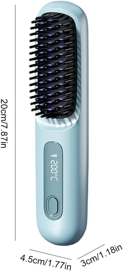2025 Cordless Hair Straightener Brush – 3 Heat Settings USB Rechargeable 2-in-5 Straightener &amp Curler Ionic Anti-Static for All Hair Types