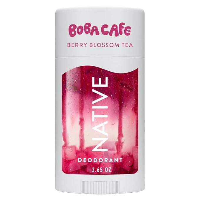 Native Aluminum Free Deodorant Limited Edition Berry Blossom Tea 72 Hour Odor Protection for Women and Men Boba Café 2.65oz with Travolle Dispenser Pump