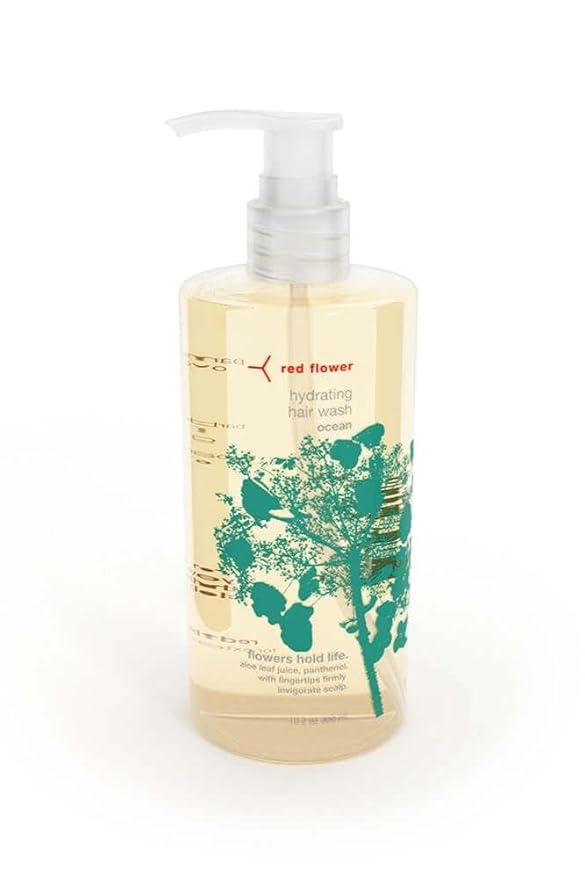 Red Flower Ocean Hair &amp Body Care Set: Purifying Body Wash Hydrating Hair Wash and Ocean Smoothing Hair Conditioner for Fresh Skin and Soft Revitalized Hair
