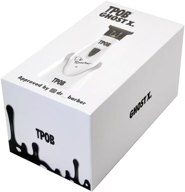 TPOB Ghost X Beard Trimmer Hair Clippers for Men Professional Hair Trimmer DLC Blade Trimmer Cordless Rechargeable Edgers Clippers Electric Beard Trimmer Shaver for Home use or Barber (Ghost X White)