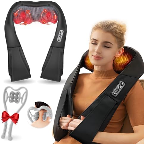 White Elephant Gifts for AdultsNeck MassagerChristmas Gifts for Women Men - Shiatsu Back and Neck MassagerShoulder Massager Deep Tissue with HeatElectric 4D Massage Pillow(NOT Cordless)