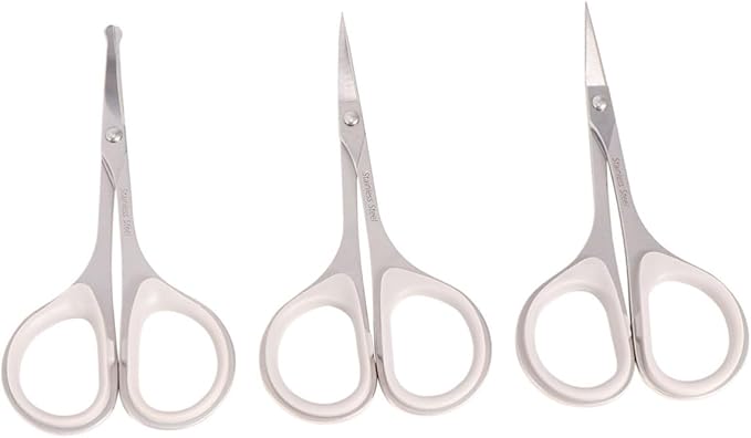 NOLITOY 6pcs Grooming Scissors Nose Hair Trimmer Vibrissa Scissors Eyebrow Double-head Stainless Steel Easy to Use