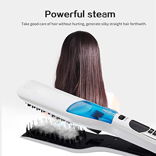 Negative Ions Hair Straightening Brush Fast Heat up for Thick Coarse Long Hair - White