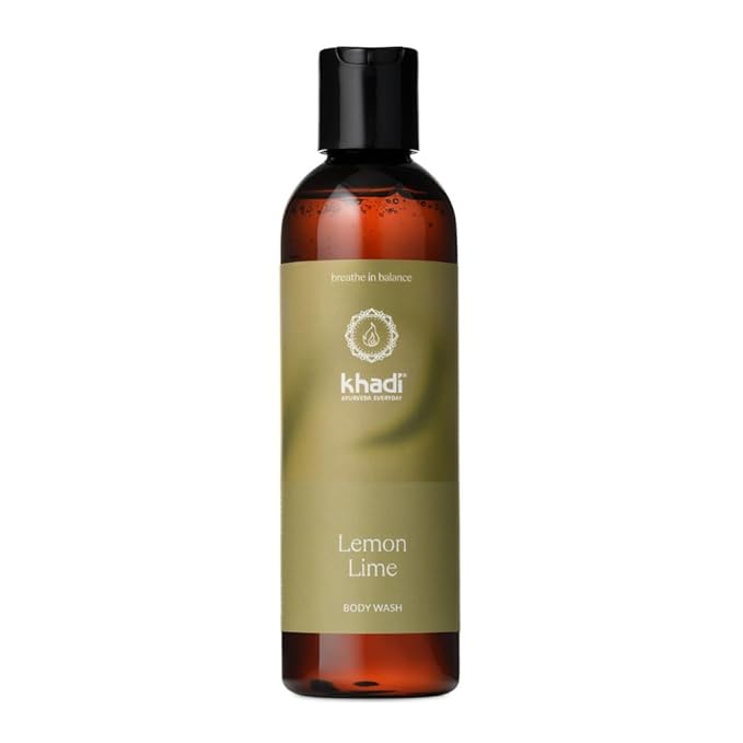 KHADI LEMON LIME BODYWASH – Ayurvedic Shower Gel – 100% Natural – Intensely Cleanses &amp Cares – Revitalizing Lime Lemon &amp Bergamot – 200ml