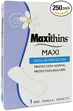 Hospeco Maxithins Vended Sanitary Napkins HOSMT4  4.3 x 3.4 x 1.1 inches 250Count (Pack of 1)
