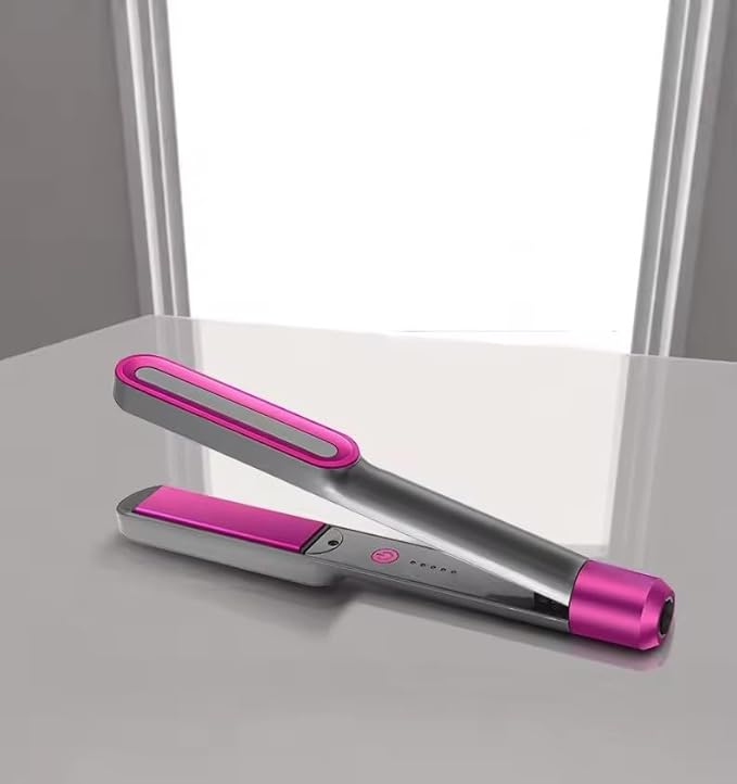 2 in 1 Hair Straightener and Curler Iron Professional Flat Iron with PTC Heating 360° Rotating Cord LED Temperature Display 5 Heat Settings up to 450°F Pink and Gray
