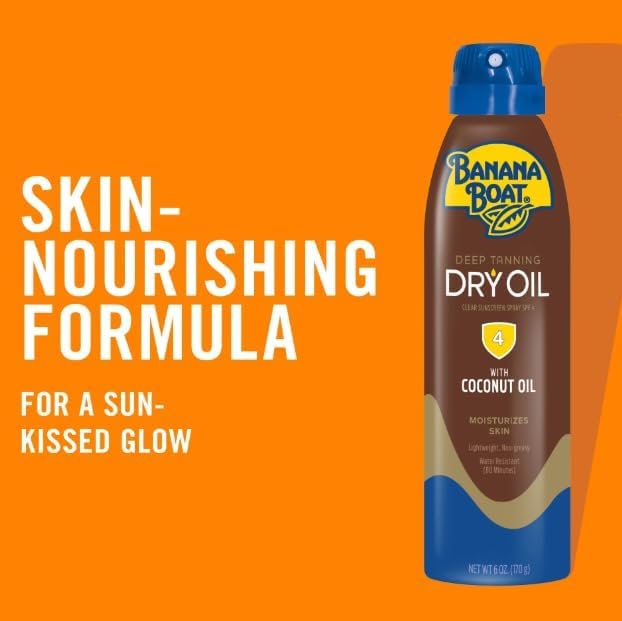 Bananas-Boat Deep Tanning Oil Spray SPF 4 Clear Dry Sunscreen Spray Dark Tanning Oil 6 oz (pack of 2)