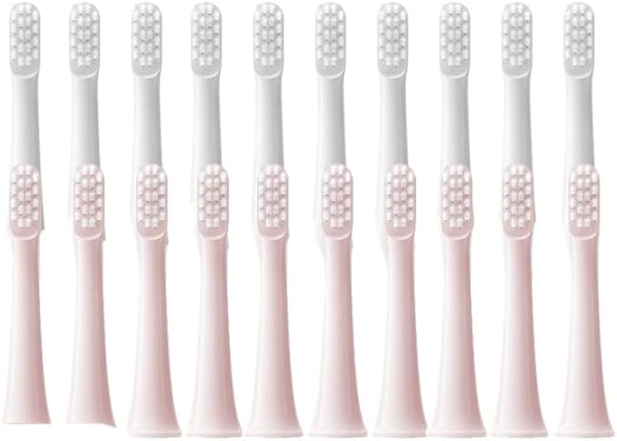 10pcs Replacment Heads Compatible for XIAOMI T100 Sonic Electric Toothbrush Soft Vacuum Dupont Whitening Clean Bristle Brush Nozzles Head(10pcs Pink)