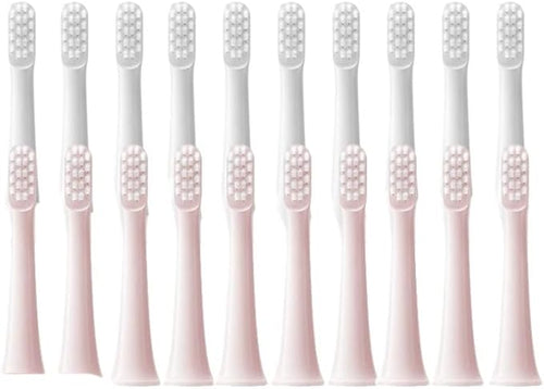 10pcs Replacment Heads Compatible for XIAOMI T100 Sonic Electric Toothbrush Soft Vacuum Dupont Whitening Clean Bristle Brush Nozzles Head(10pcs White)