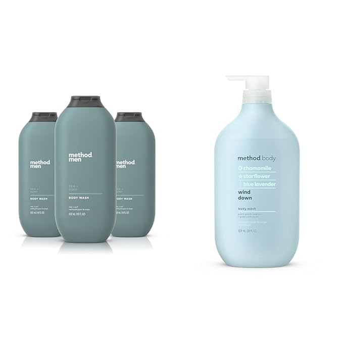 Method Men Body Wash 3pk Paraben Free 18 FL Oz Body Wash 1pk Paraben Free 28 FL Oz