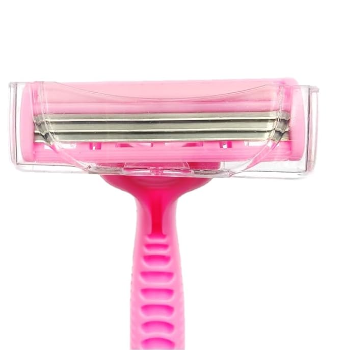 30 Count Women's Disposable Razors Triple Shaving Razor Blade (Pink/Red)