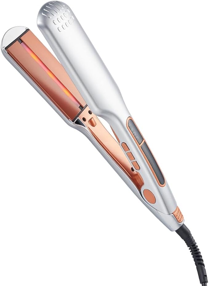 Electric Splint Infrared Splint Ceramic Multifunction Curler Hair Straightening Iron Straightener (Silver)