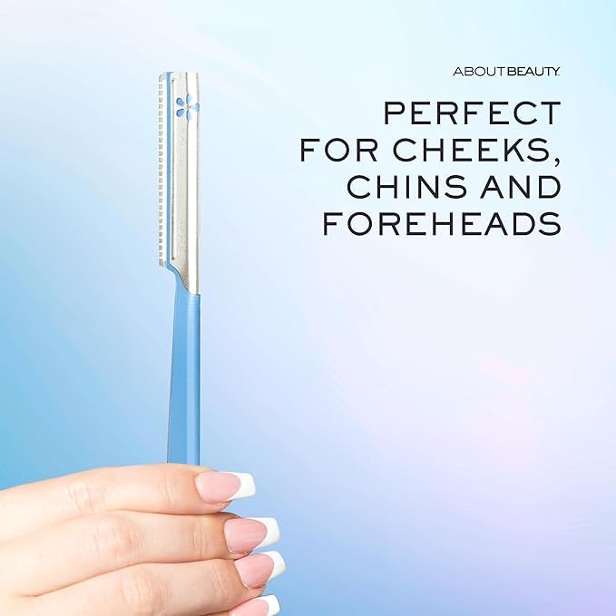 About Face Pro-Premium Facial Razors - 12 Beauty Groomers for Hair Removal Ideal for Shaving Exfoliating Dermaplaning and Brow Shaping Japanese Stainless Steel Gently Removes Facial Hair